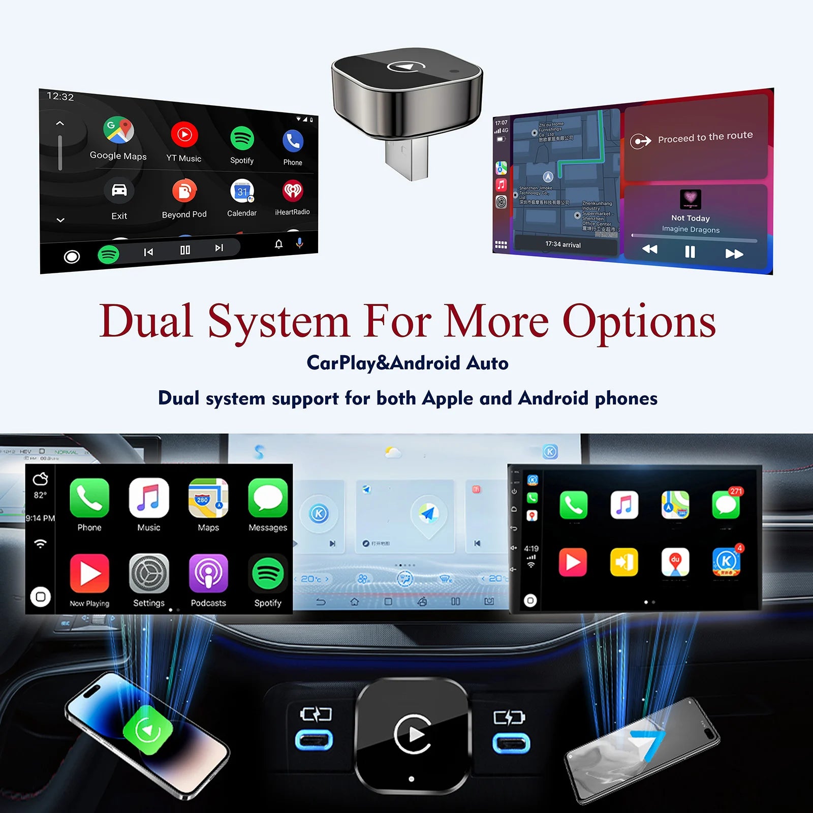 Wireless CarPlay Adapter for iPhone -Mini Plug & Play Auto Connect, 5GHz WiFi Low Latency, iOS 10+ Compatible with Wired CarPlay